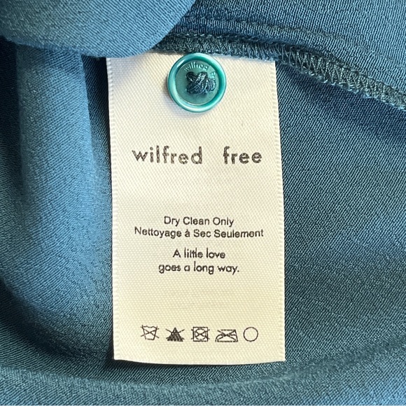 Aritzia WILFRED FREE⎮The Tie-Front Blouse⎮cropped button front⎮dark teal blue⎮S - Picture 14 of 16